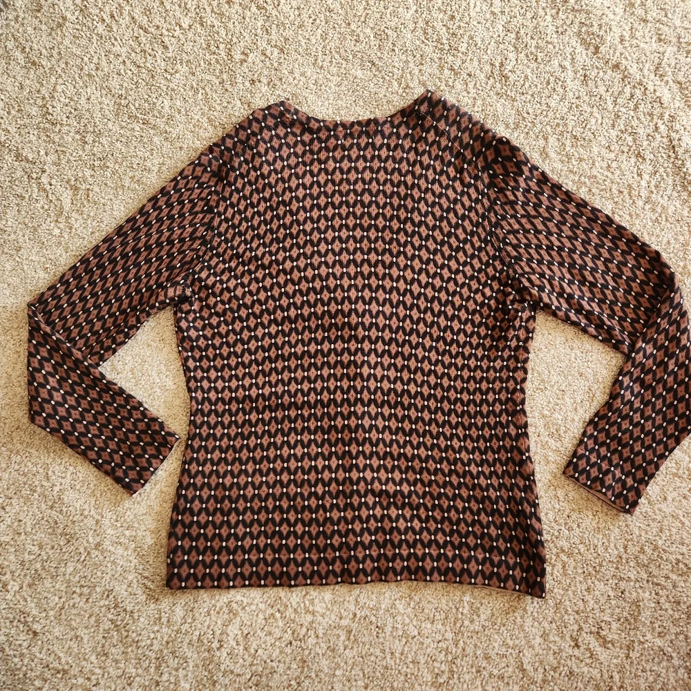 NWT Charter Club Cardigan Size Medium Petite Colors Brown Black & Tan - Picture 6 of 7